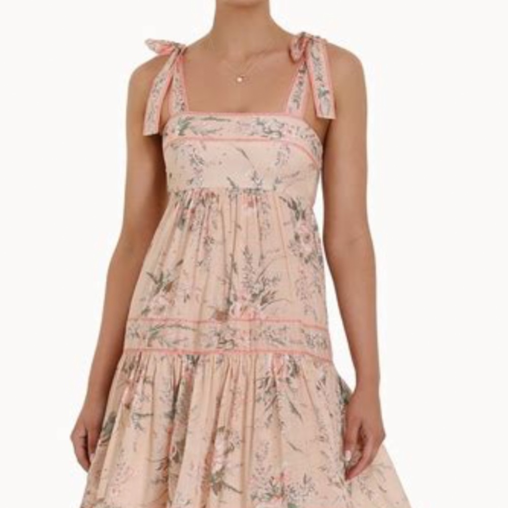 NWT Zimmermann Moonshine Tie Shoulder Dress in Cream Floral Size Small